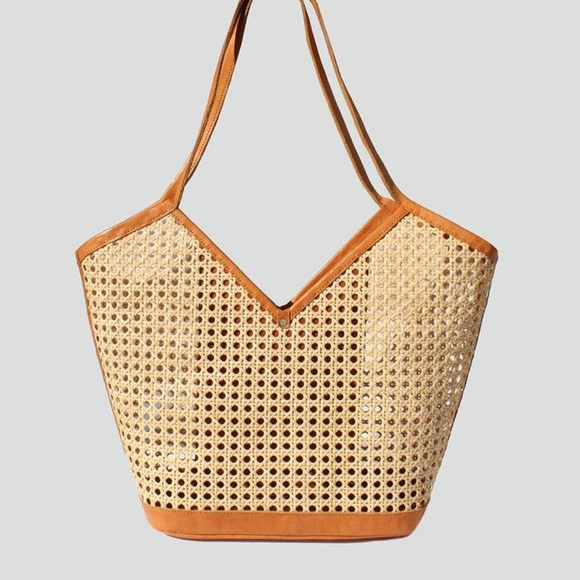 Handbags - Street Stylish Women's Ratten Tan Woven Handmade Tote Bag